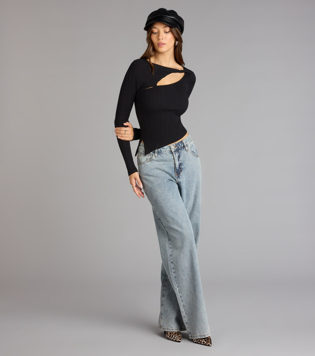 Not So Basic Long Sleeve Cutout Top | Windsor