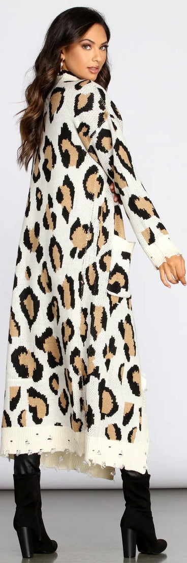 Distressed Leopard Print Duster