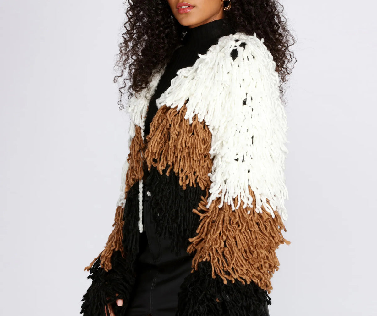 Colorblock Shaggy Cardigan Windsor
