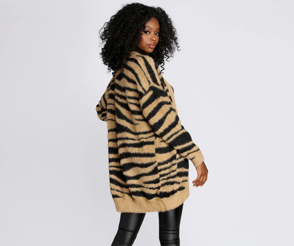 トップス TEDDY FUR STRIPED CARDIGAN トップス TEDDY FUR STRIPED CARDIGAN Teddy Fur Striped