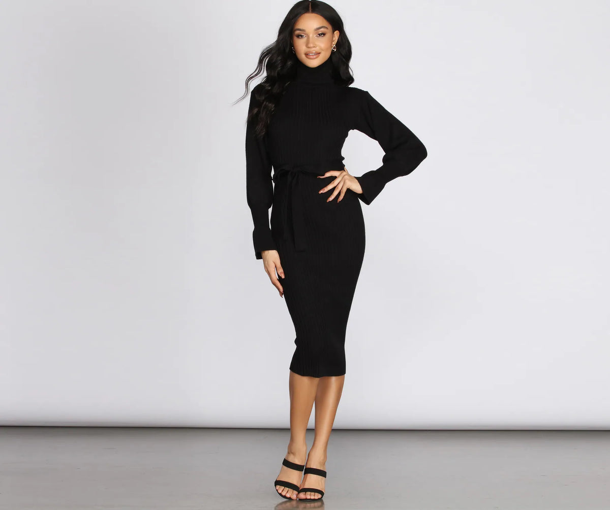 Caught In The Midi Turtleneck Sweater Dress | Windsor