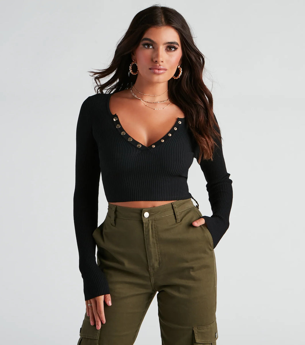 トップス JOHN BLACK FITTED CUT-OUT TOP All Eyes On You Hoop Cutout Top | Windsor