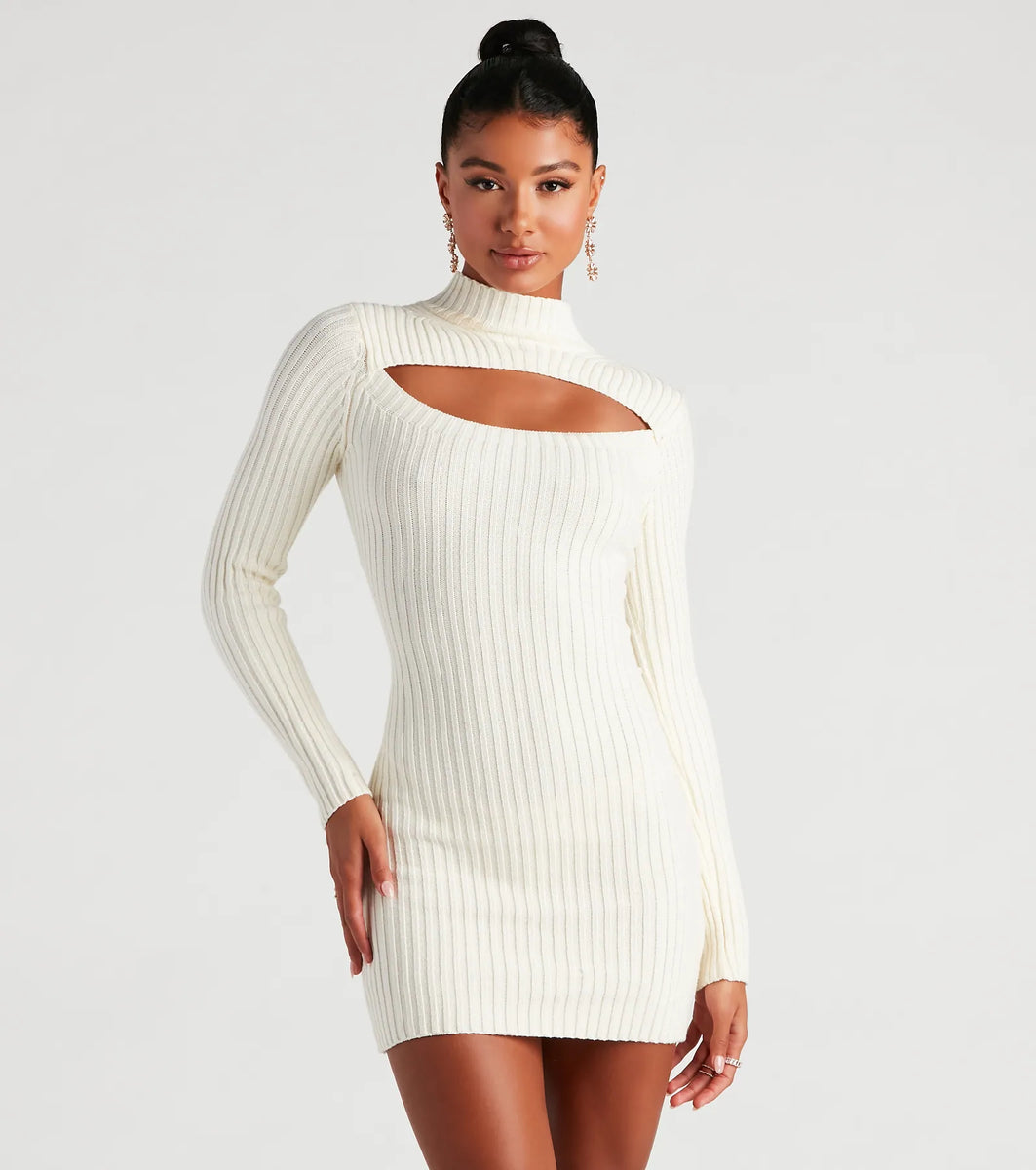 Winter Bliss Cutout Sweater Dress Winter Bliss Cutout Sweater Dress
