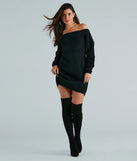 Casual And Cozy Off-The-Shoulder Sweater Dress