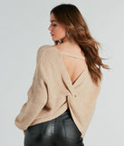 Head-Turning Cutie Oversized Knot Back Sweater