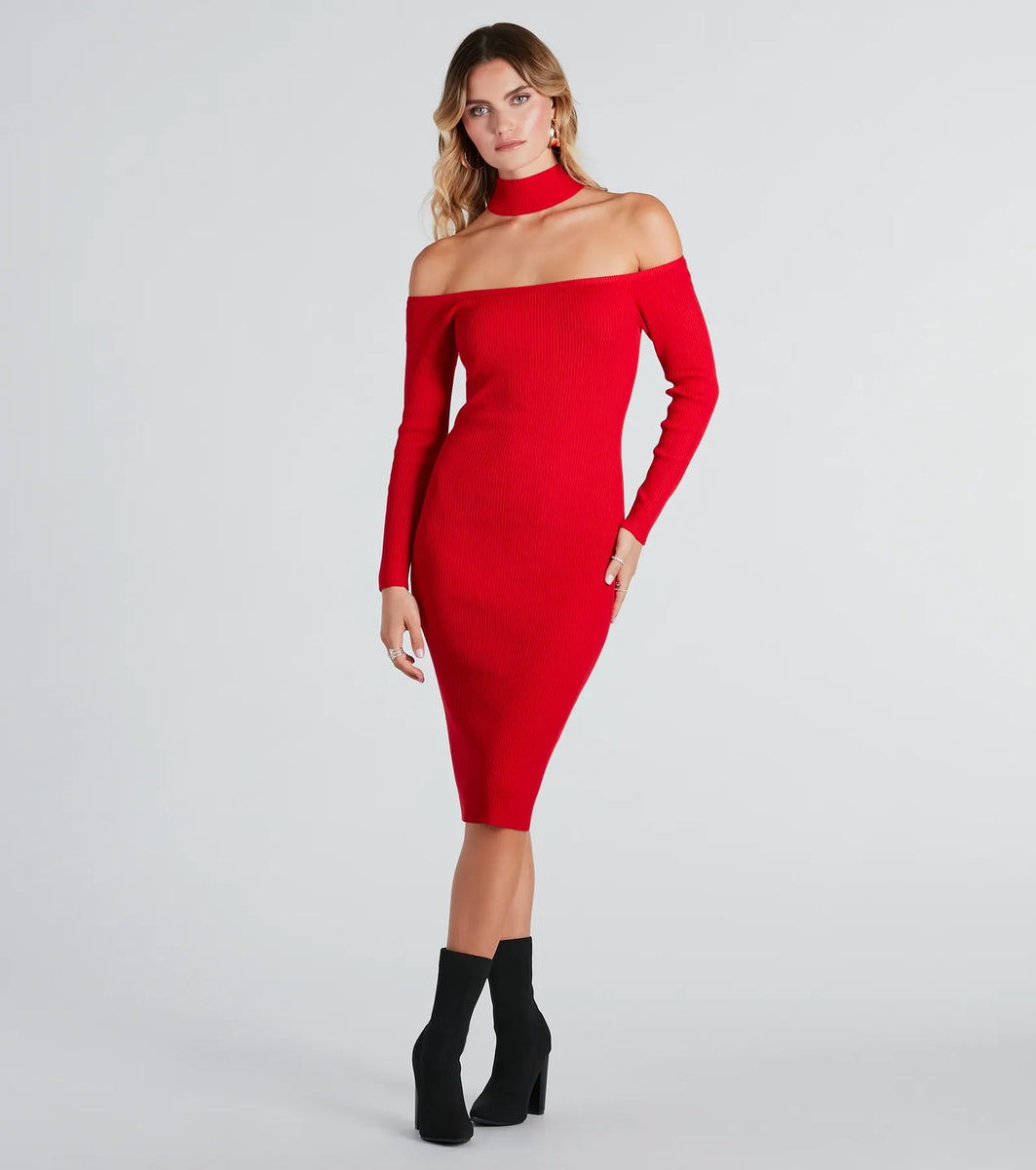 choker neck midi dress Choker Tie Midi Dress Shop Christine's Boutique