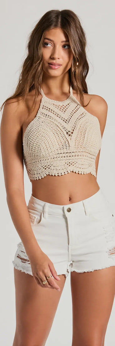 Trendy Oasis Halter Crochet Crop Top