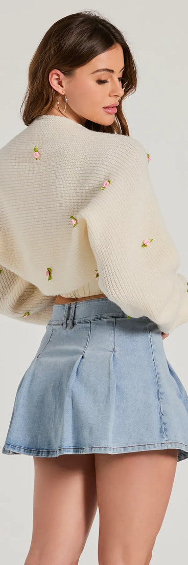 Wrap up in style with the The Sweetest Floral Rosette Long Sleeve Knit Bolero, a cozy ivory sweater for women designed for night-out looks, everyday outfits, or as a chic layering piece for the colder months.