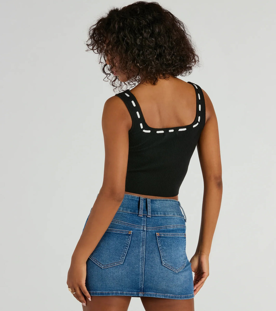 Delicate Perfection Ribbon Bow Knit Tank Top | Windsor