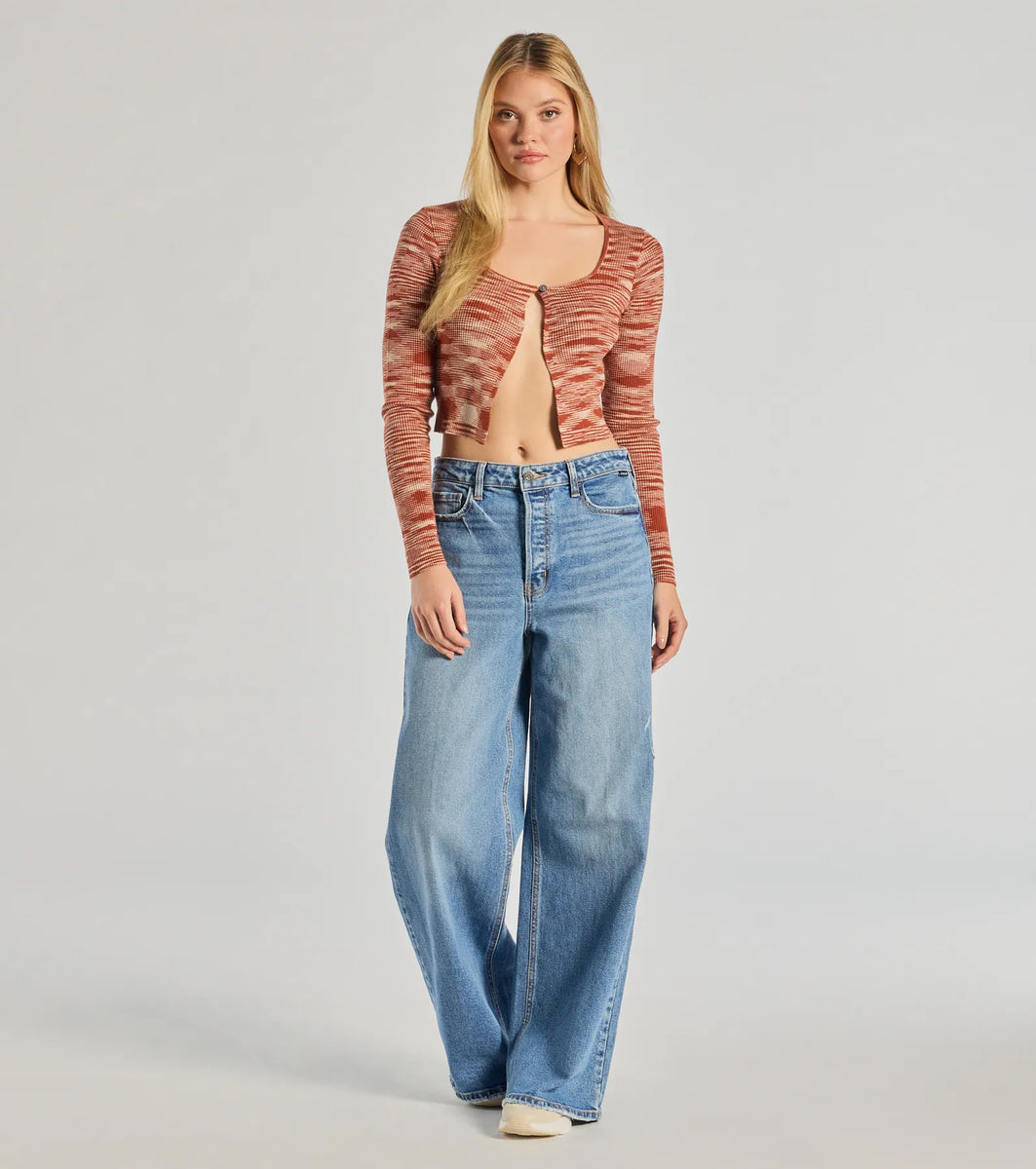Sassy Knits Long Sleeve Button Crop Top | Windsor