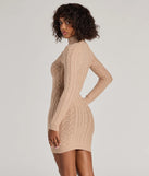 Textured Glam Cable Knit Cutout Mini Dress