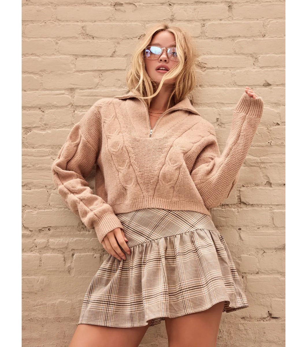 トップス W/Si/Ca 18G V Neck Knit HEATHER MOCHA Women's Gray
