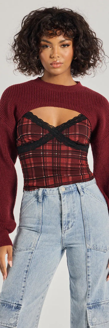 The Cozy Babe Long Sleeve Sweater Knit Topper in burgundy with a modern design and trendy look is part of the latest women's tops collection to elevate your 2025 wardrobe.