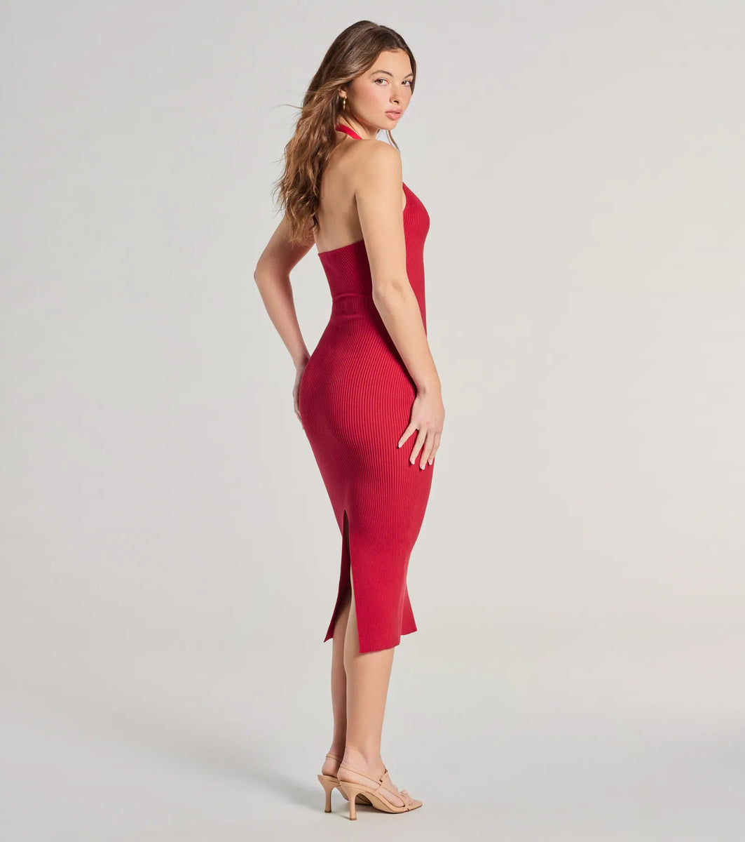めい　0605 Going Places Lace-Up Knit Maxi Dress | Windsor