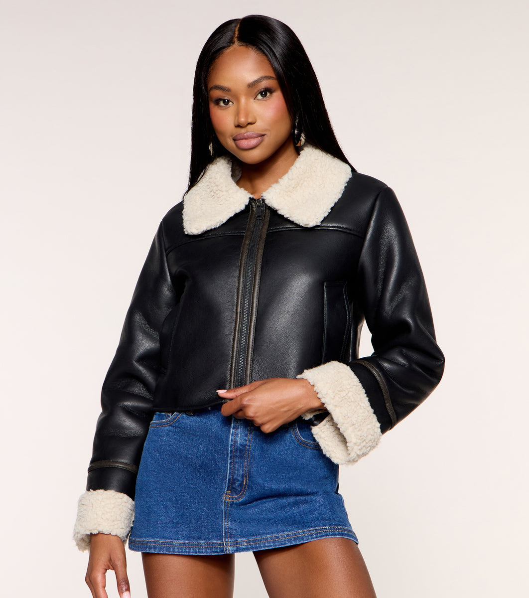 Cozy Moto Faux Sherpa Jacket | Windsor