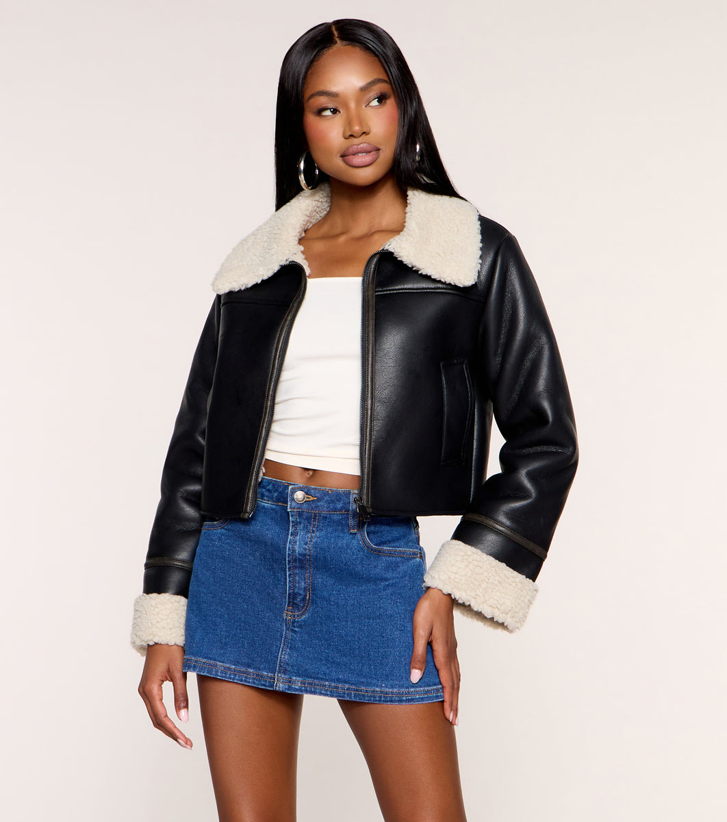 Cozy Moto Faux Sherpa Jacket | Windsor