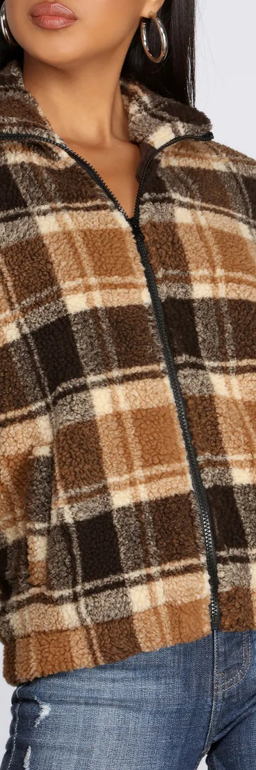 Pretty In Plaid Faux Fur Jacket