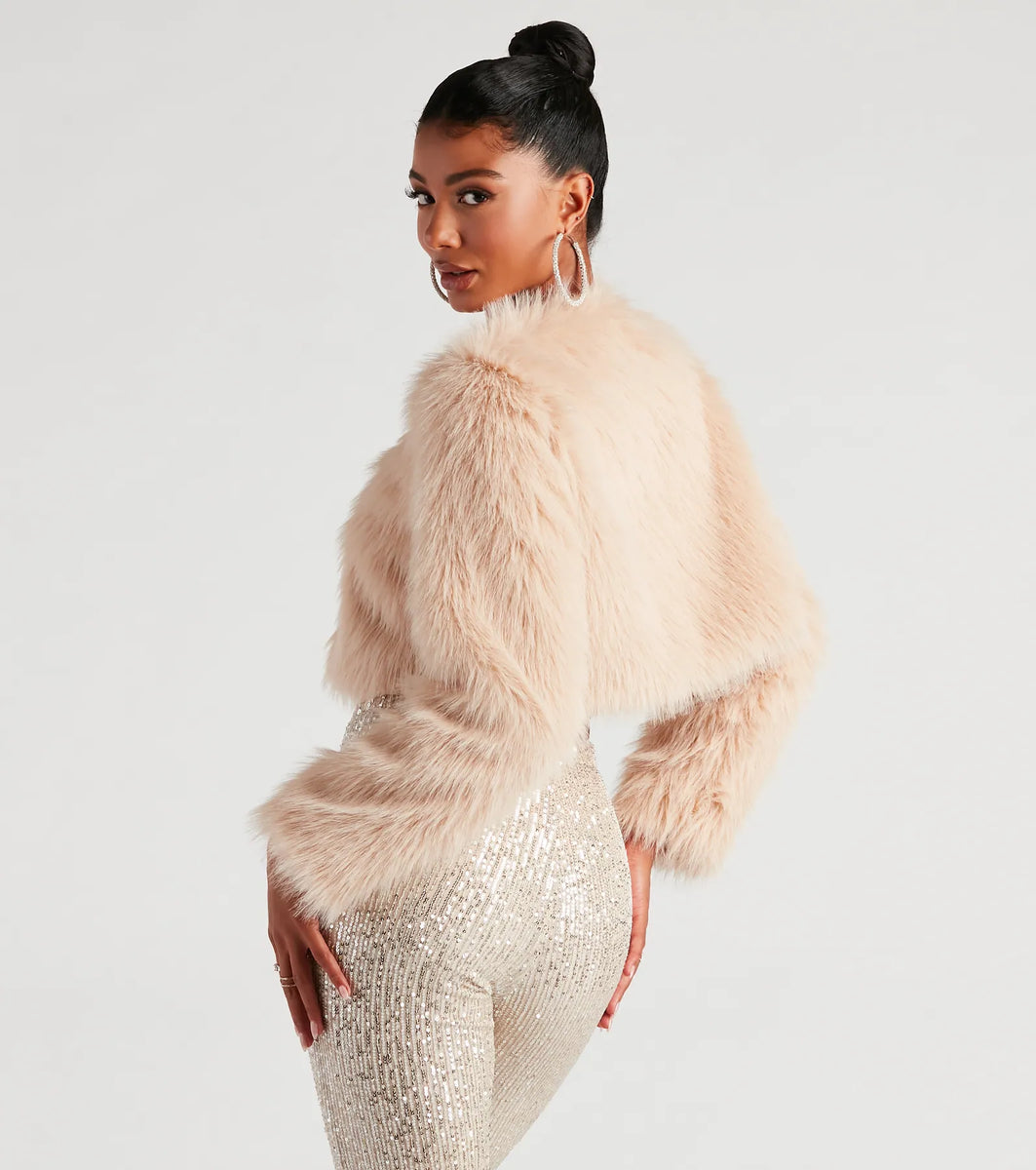 faux fur crop jacket wide collar (j511031_