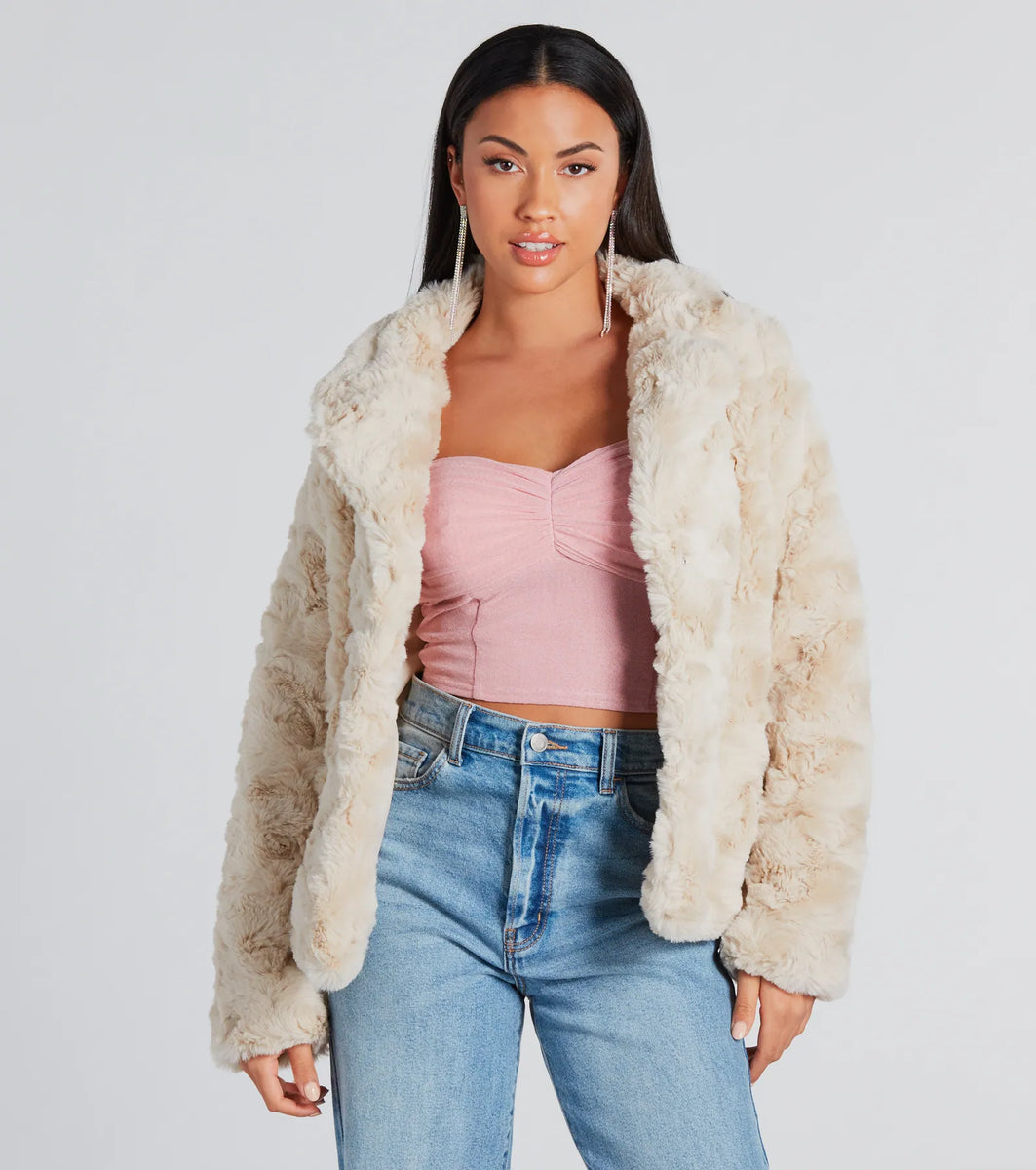 Top Trendsetter Textured Faux Fur Coat | Windsor