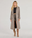 The Plaid Perfection Faux Wool Long Coat in natural is a women's workwear essential with an elevated fabric and chic silhouette, ideal for layering and versatile enough to take your look from office chic to going-out ready!