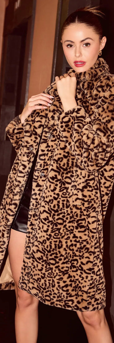 Fabulous Flair Leopard Faux Fur Trench Coat
