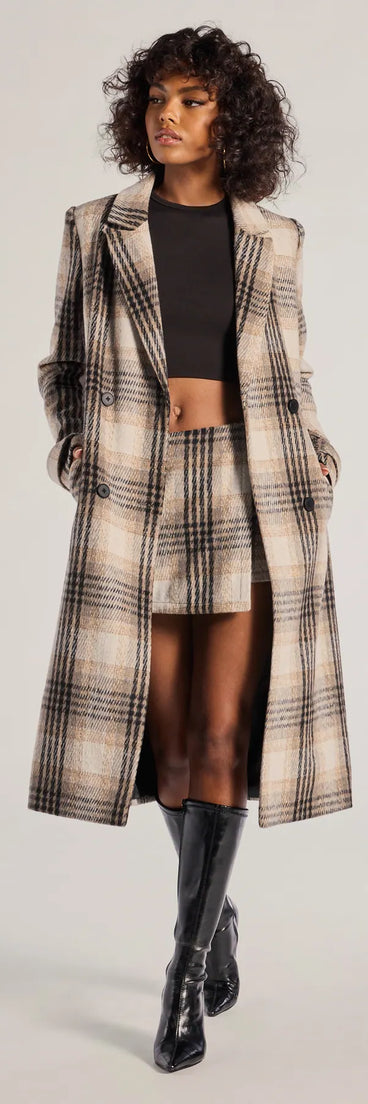 Classic Charm Plaid Trench Coat