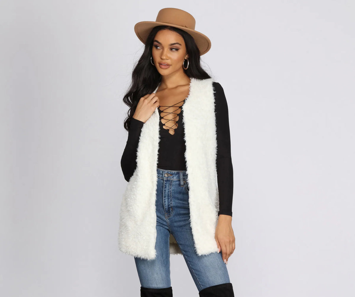 Pretty And Posh Faux Fur Vest | Windsor