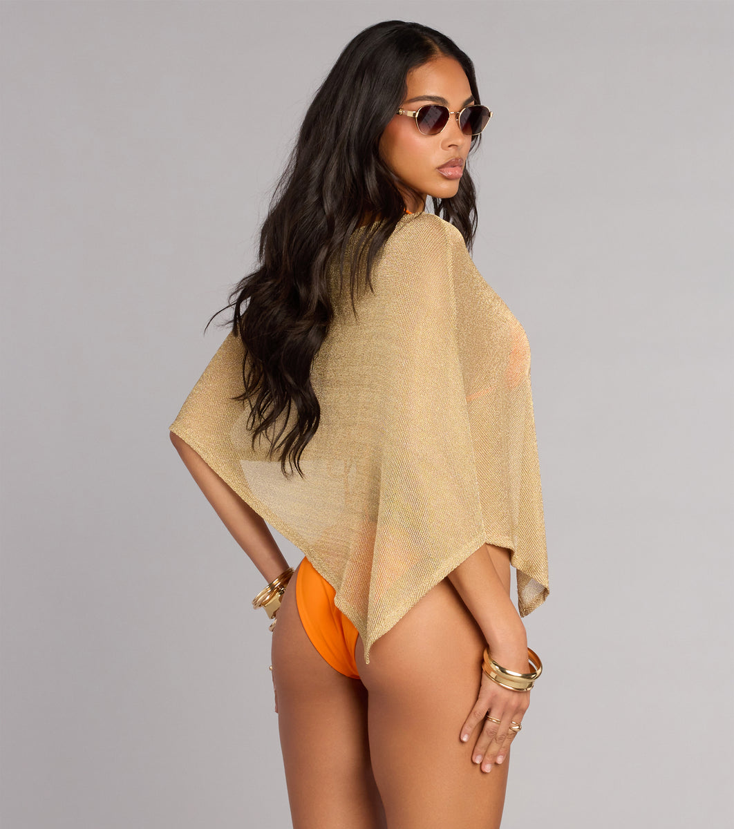 Island Luxe Metallic Knit Poncho | Windsor
