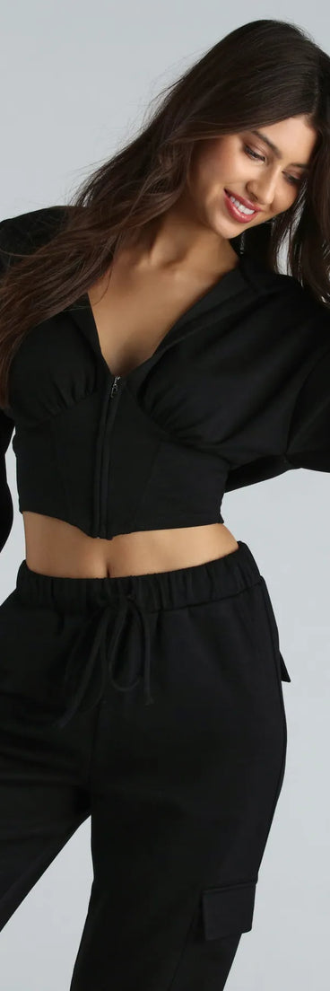 Looking Sweet Corset Crop Hoodie