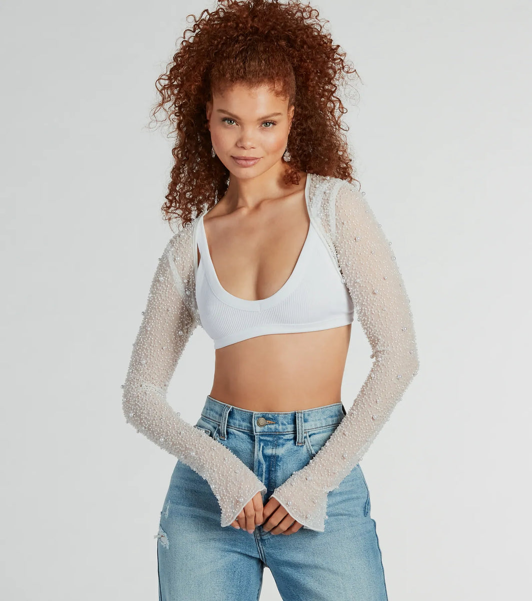 Abundant Luxury Faux Pearl Bead Bolero | Windsor Abundant Luxury Faux Pearl Bead Bolero | Windsor