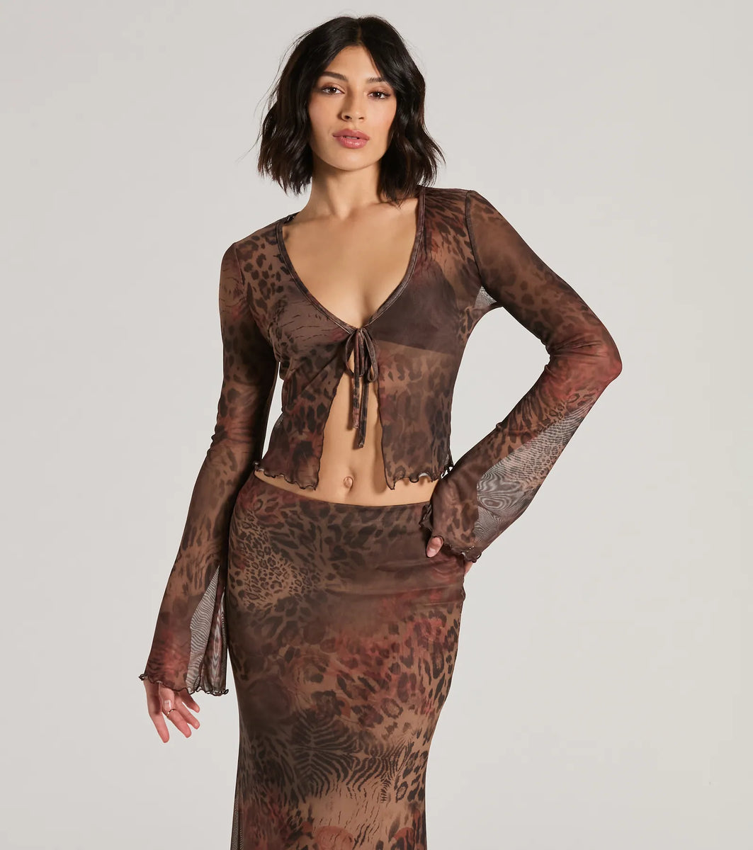 Leopard Crop Top Skirt Lingerie main image 1