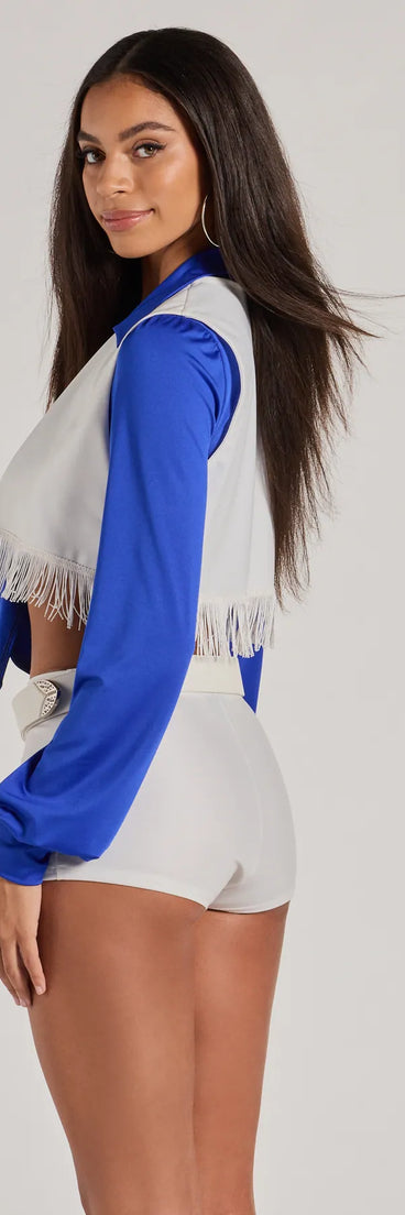 Game Day Spirit Cheerleader Cropped Fringe Vest