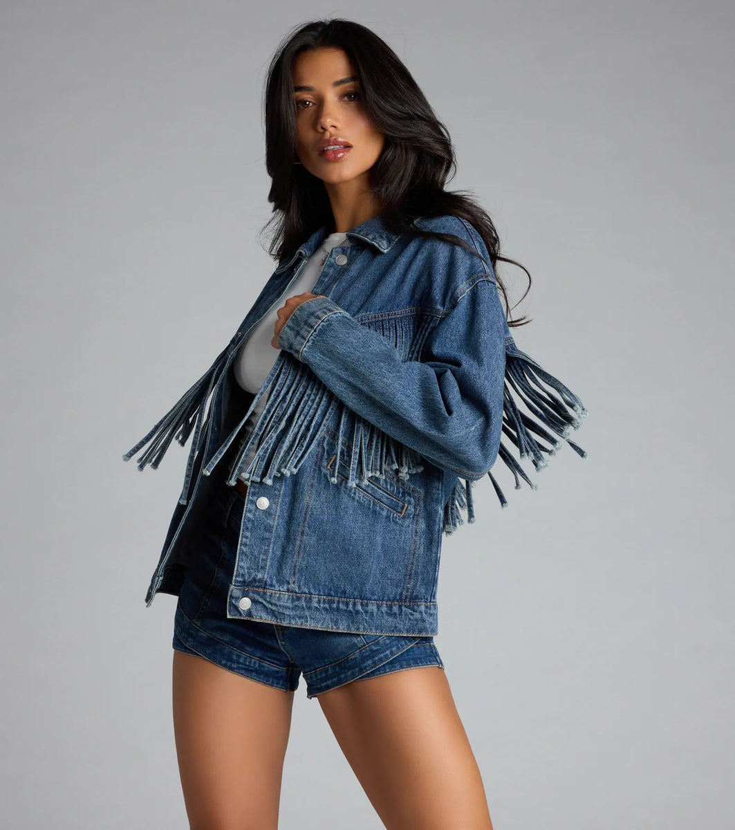 Fringe Benefits Oversized Denim Jacket | Windsor