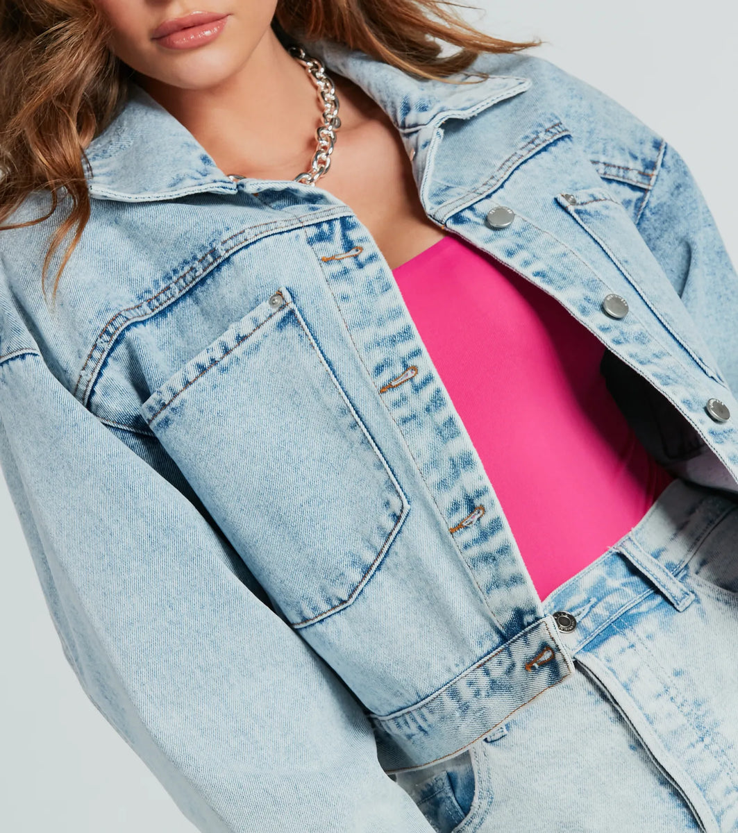 Don't Waist Time Crop Denim Jacket | Windsor