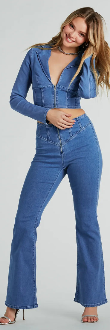Shape Up Corset Crop Denim Blazer