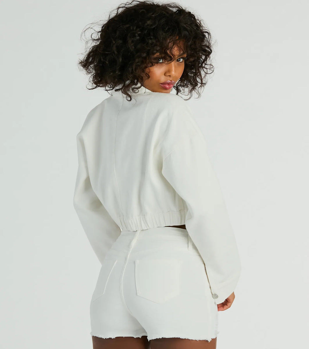 On My Way Trucker Crop Denim Jacket | Windsor On My Way Trucker Crop Denim Jacket | Windsor