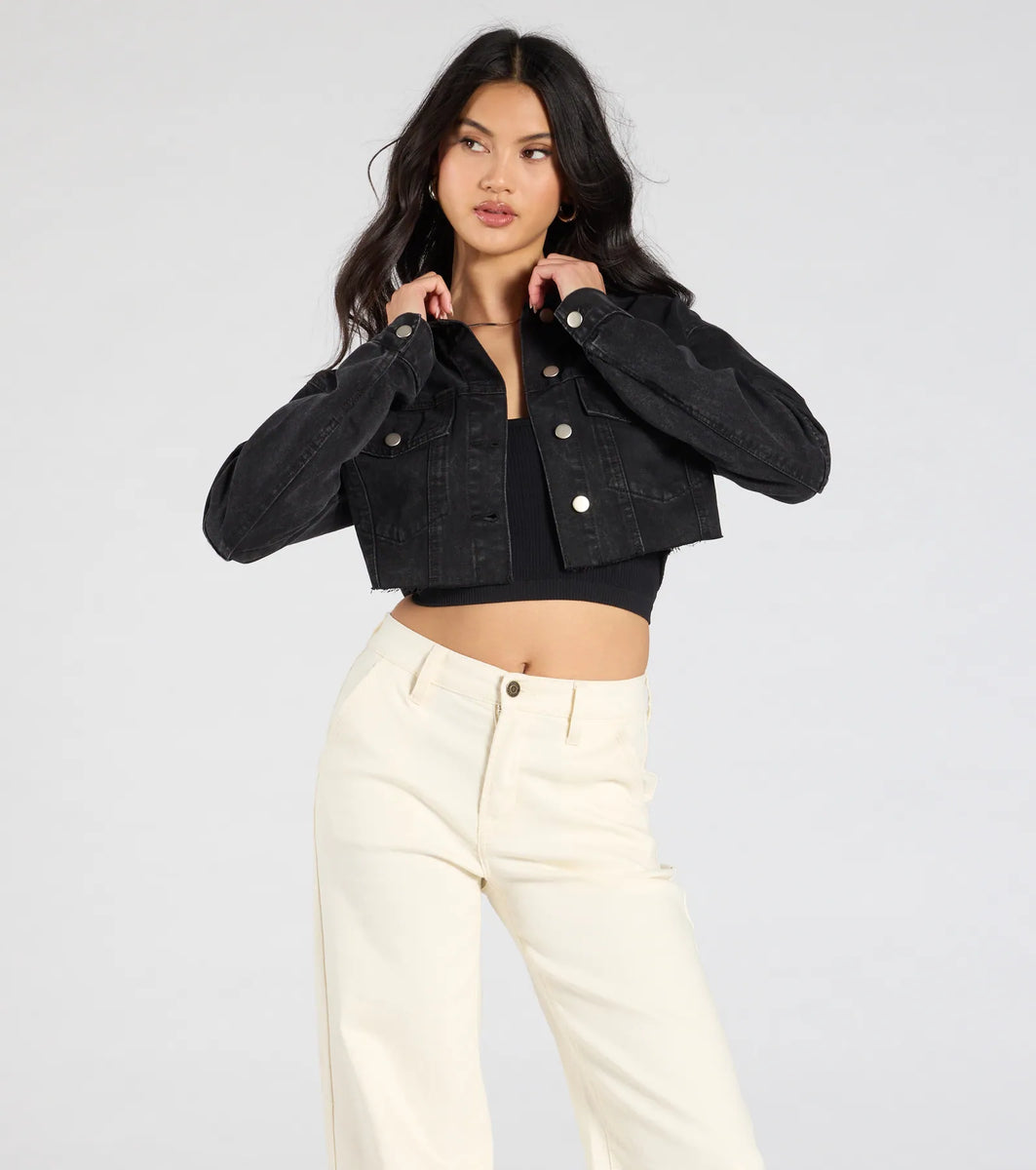 Trend Always Acid Wash Crop Denim Jacket | Windsor
