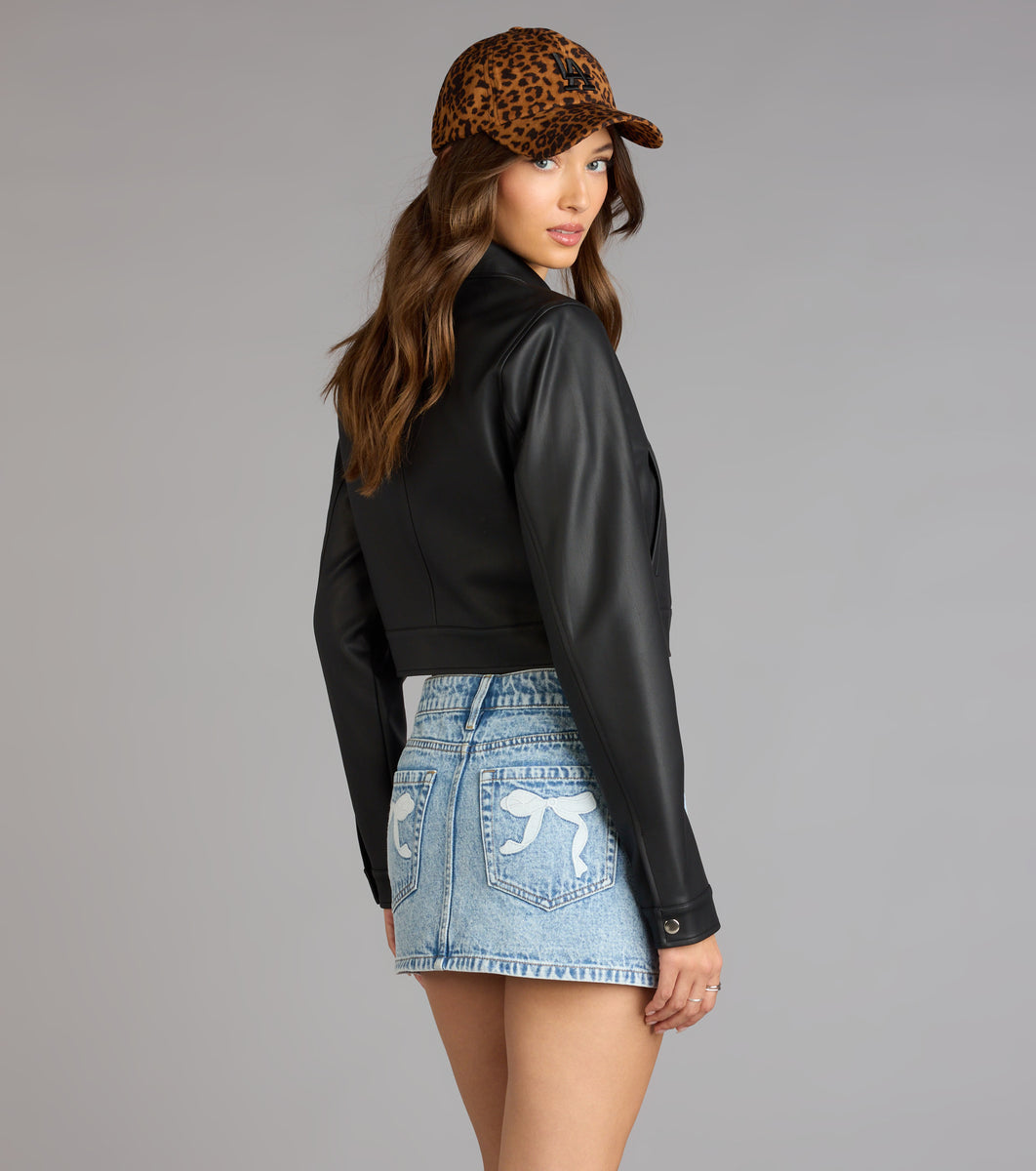 Cropped Attitude Faux Leather Jacket | Windsor