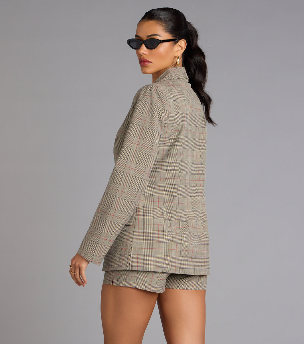 Tailored Mood Plaid Woven Blazer | Windsor