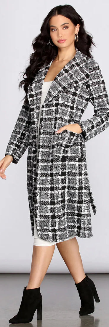 Checks And Balance Long Plaid Coat