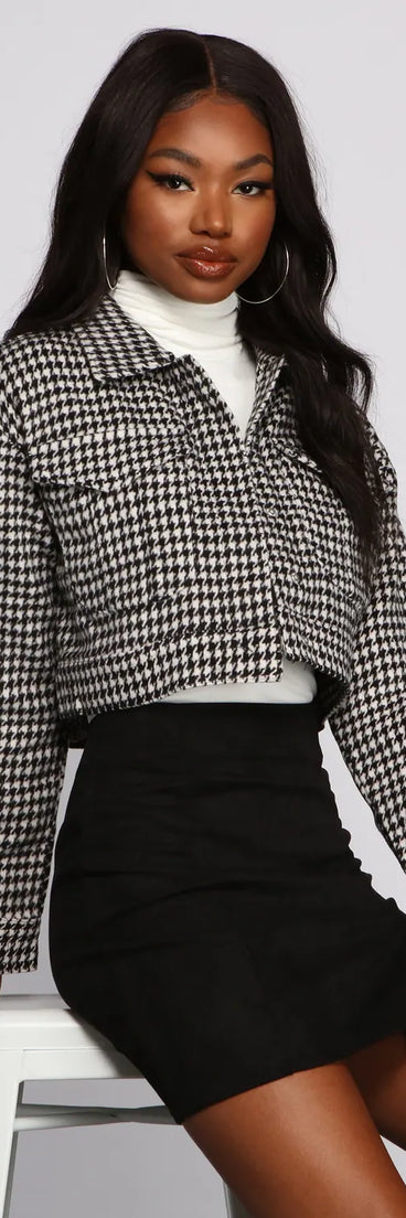 Trend Alert Houndstooth Cropped Jacket