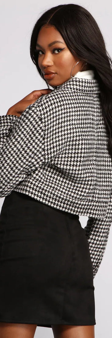 Trend Alert Houndstooth Cropped Jacket