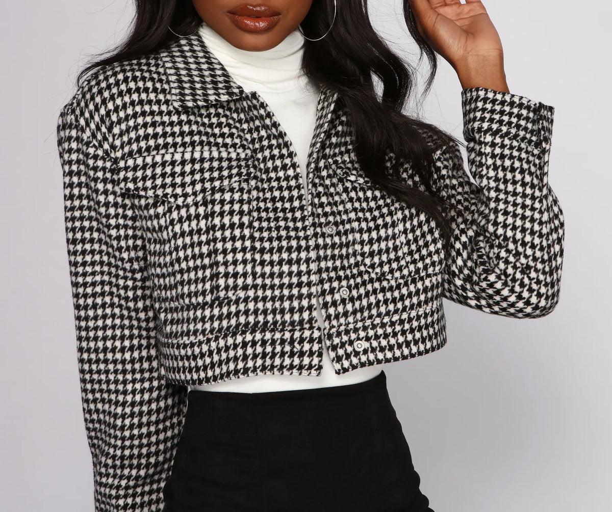 Trend Alert Houndstooth Cropped Jacket | Windsor