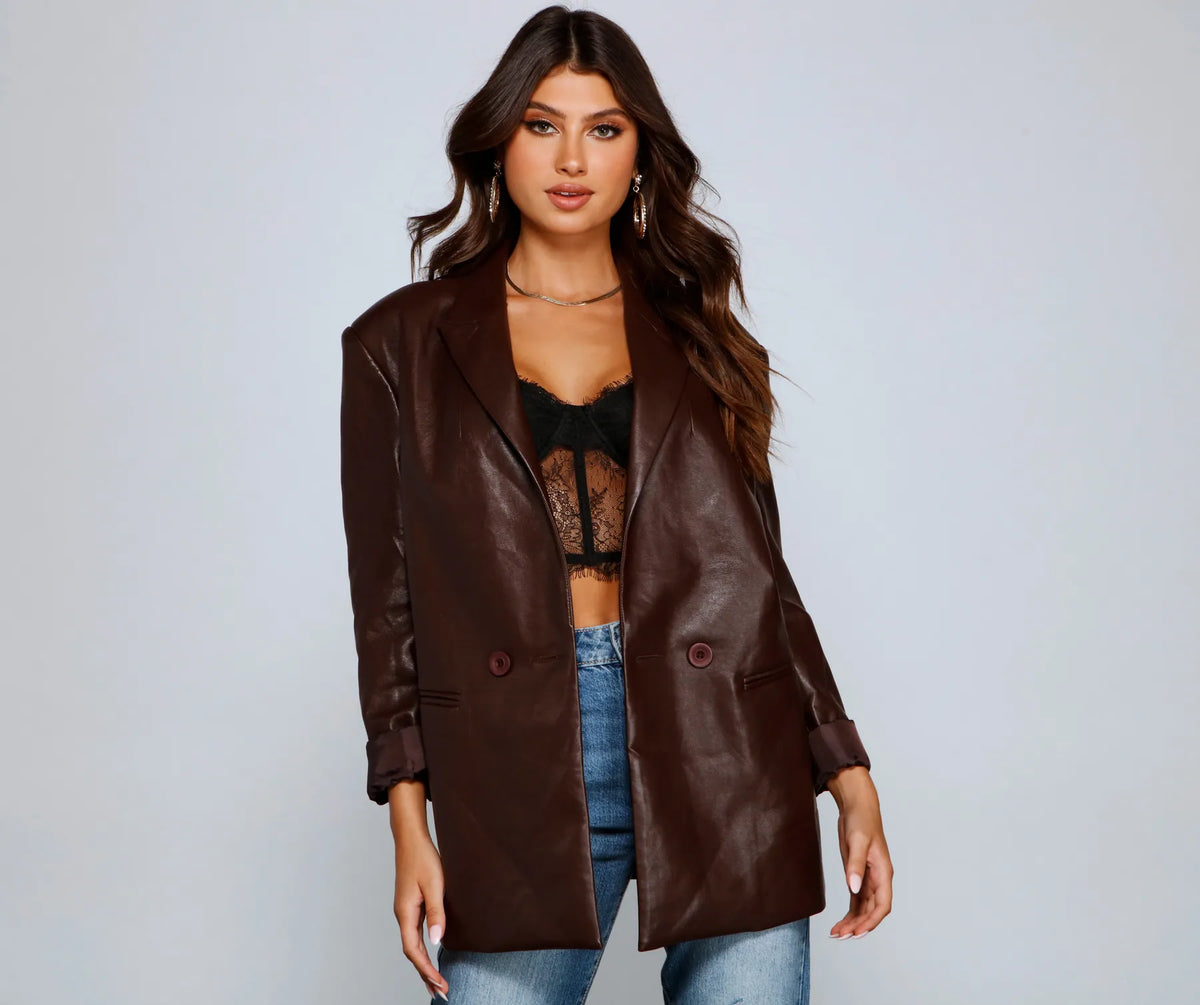 ジャケット citybreeze Eco leather blazer_BROWN 06204-