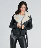 Always Elevated Faux Fur Trim Faux Leather Jacket