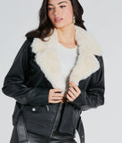 Always Elevated Faux Fur Trim Faux Leather Jacket