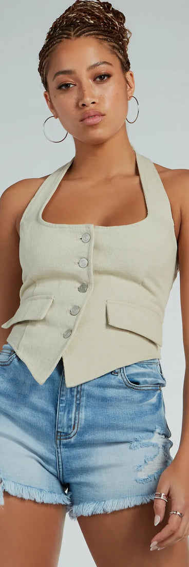 Best In Style Halter Button Up Vest