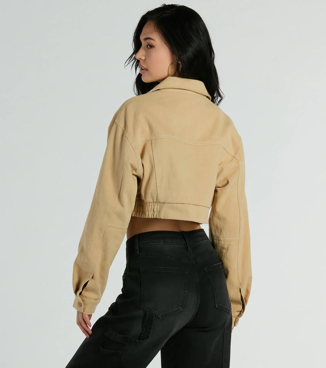 Never Average Cinched Crop Bomber Jacket | Windsor