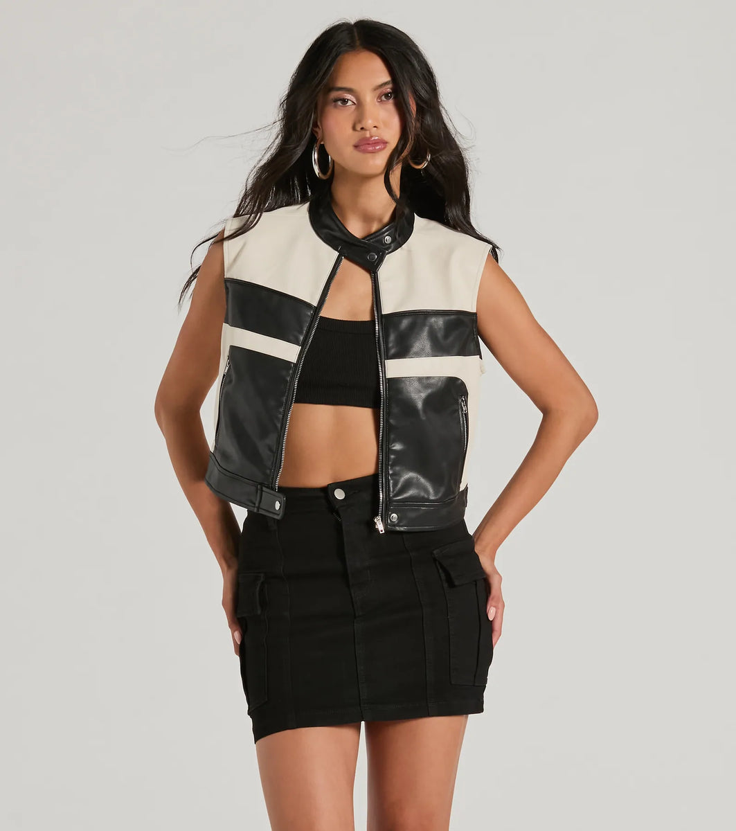 quui felt leather vest ベスト FAUX-LEATHER VEST-フェイクレザーベスト-HYKE（ハイク）通販