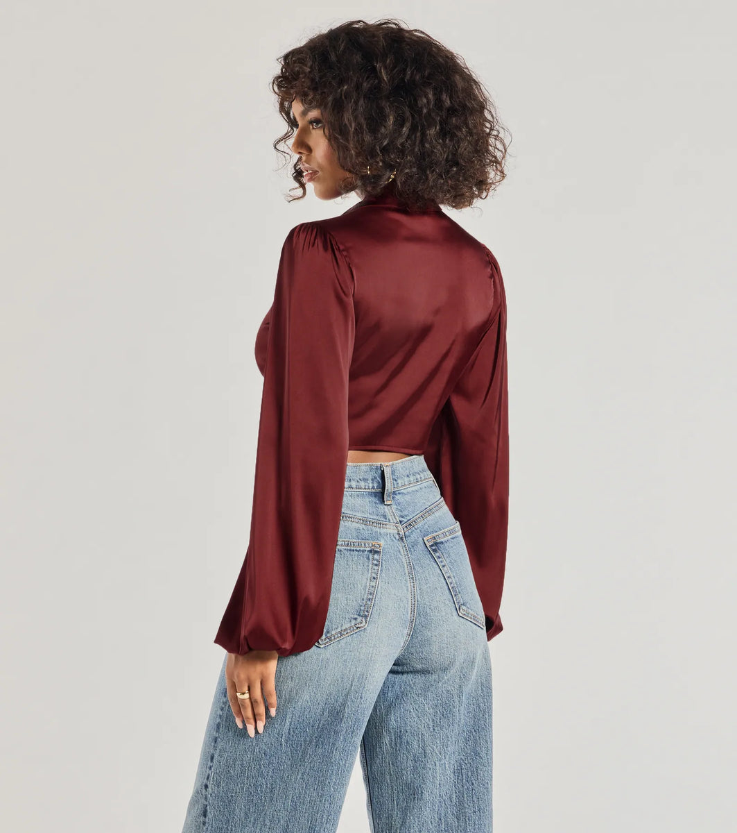 enewdnina/lace up collar tops （burgundy） lace up collar tops – enewdnina